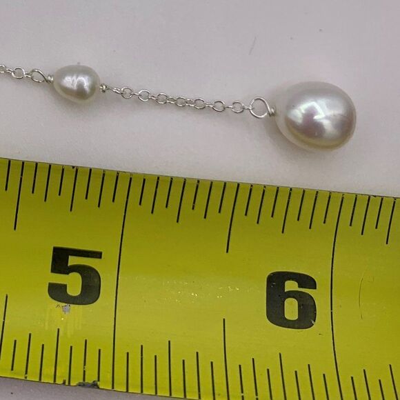NWOT sterling necklace, real pearls, 10 1/2 inch drop, feminine, classic - Picture 4 of 16